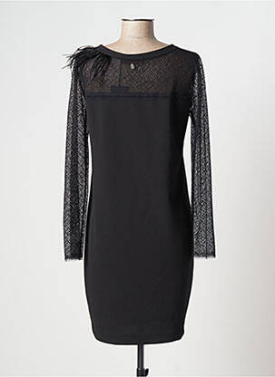 Rochie midi țesătură crep mâneci lungi negru TRUSSARDI JEANS femeie