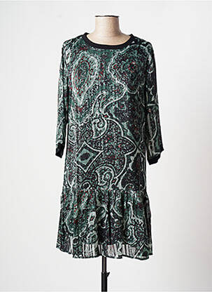 Rochie scurtă croială fluidă mâneci 3/4 verde ROSE femeie