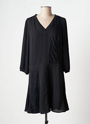 Rochie scurtă croială fluidă mâneci 3/4 negru ONE STEP femeie