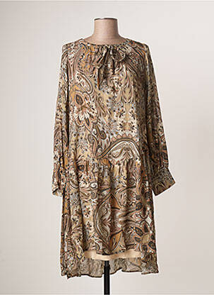 Rochie midi imprimeu floral mâneci lungi bej PLEASE femeie