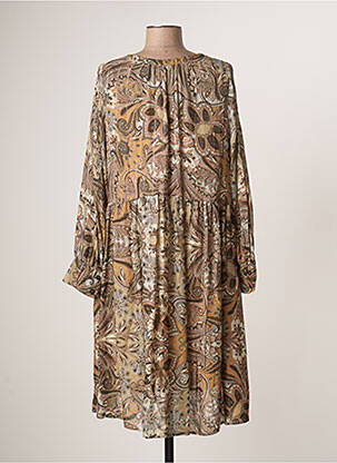 Rochie midi imprimeu floral mâneci lungi bej PLEASE femeie
