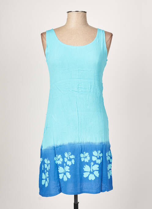 Rochie midi imprimeu floral fără mâneci albastru PALME femme