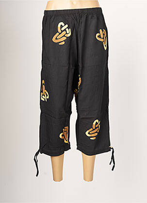 Pantalon trei sferturi talie elastică talie înaltă negru CHIC BATIK femeie