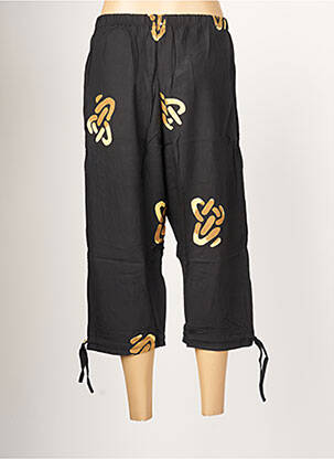 Pantalon trei sferturi talie elastică talie înaltă negru CHIC BATIK femeie
