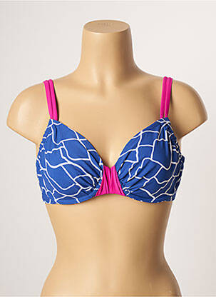 Sutien de costum de baie elasticitate sutien cupe întregi cu decolteu înalt albastru BELCOR femeie