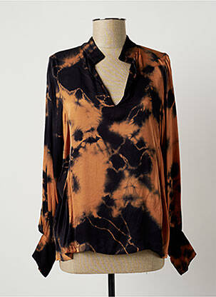 Bluză manșete cu nasturi și deschidere mâneci lungi portocaliu LAUREN VIDAL femme