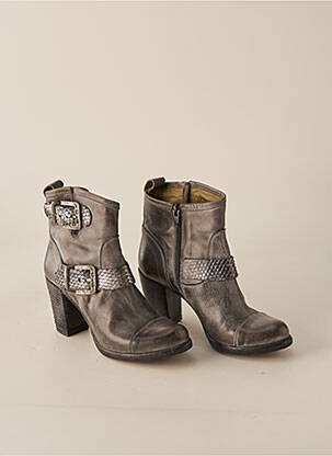Botine/ghete material neted toc de 7 la 9 cm gri LIFE femeie