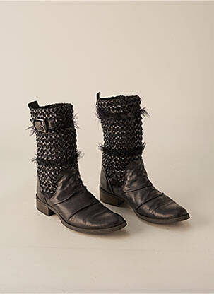 Botine/ghete vârf ascuțit toc de 4 la 6 cm negru FRANCE MODE femeie