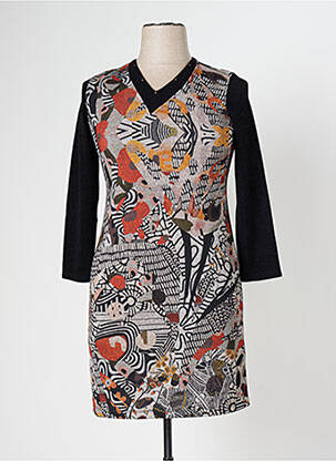 Rochie midi mâneci 3/4 mâneci 3/4 negru KALISSON femeie