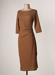 Rochie midi mâneci 3/4 mâneci 3/4 maro OPULLENCE femeie