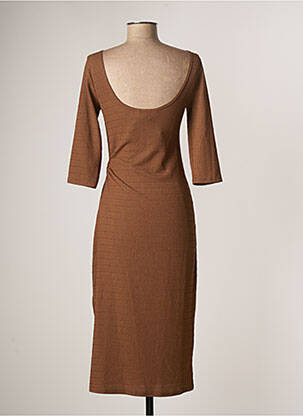 Rochie midi mâneci 3/4 mâneci 3/4 maro OPULLENCE femeie