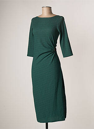 Rochie midi mâneci 3/4 mâneci 3/4 verde OPULLENCE femeie