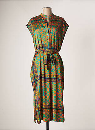 Rochie lungă mâneci scurte mâneci scurte verde VIE TA VIE femme