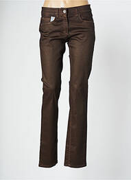 Pantalon slim broderie cu nituri talie joasă maro ZERRES femme