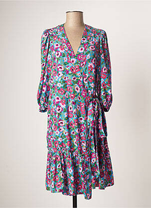 Rochie midi imprimeu floral mâneci 3/4 roz MISS TIC femeie