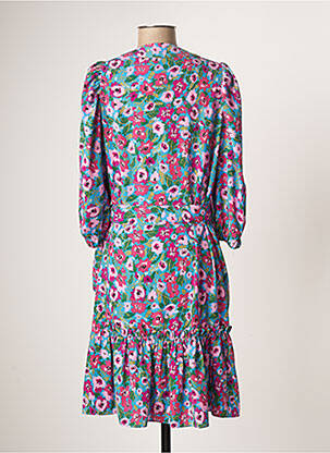 Rochie midi imprimeu floral mâneci 3/4 roz MISS TIC femeie