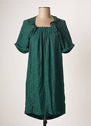 Rochie scurtă croială fluidă mâneci scurte verde I.CODE (By IKKS) femeie