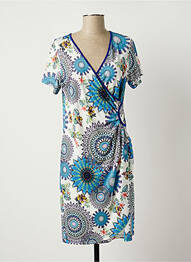 Rochie midi imprimeu floral mâneci scurte albastru JUMFIL femeie