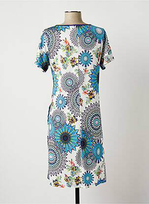 Rochie midi imprimeu floral mâneci scurte albastru JUMFIL femeie