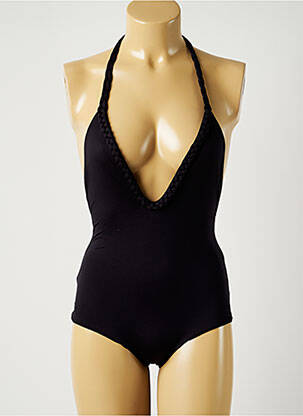 Costum de baie dintr-o singură piesă efect material satinat top triunghiuri negru ALMA DA ONDA femeie