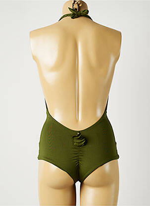 Costum de baie dintr-o singură piesă efect material satinat top triunghiuri verde ALMA DA ONDA femeie