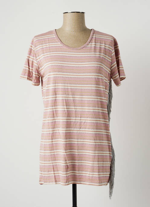 Tricou elasticitate mâneci scurte roz BLANC BOHEME femme