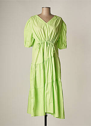 Rochie midi mâneci scurte mâneci scurte verde LARA femeie