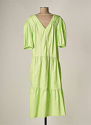 Rochie midi mâneci scurte mâneci scurte verde LARA femeie