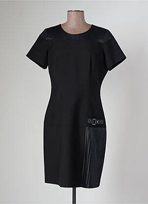 Rochie midi țesătură crep mâneci scurte negru EVA KAYAN femeie