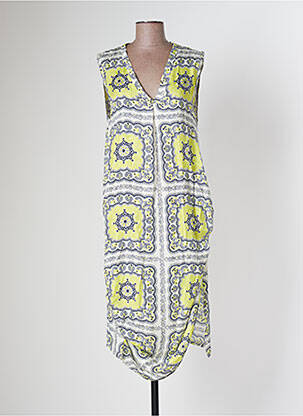 Rochie midi croială fluidă fără mâneci galben TENDANCE UNIQUE femeie