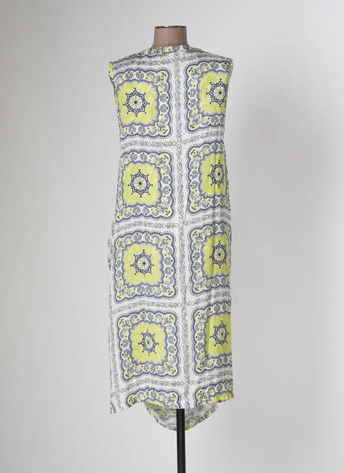 Rochie midi imprimeu fantezie fără mâneci galben TENDANCE UNIQUE femme