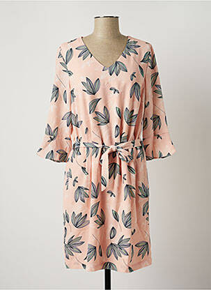 Rochie midi imprimeu floral mâneci 3/4 roz DIANE LAURY femeie