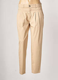 Pantalon 7/8 țesătură poplin mărime normală bej GEISHA femeie
