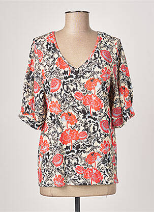 Tricou croială dreaptă mâneci scurte bej GEISHA femeie