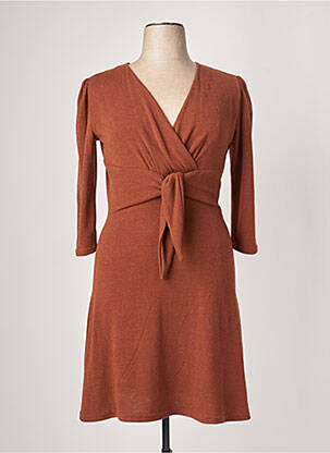 Rochie midi mâneci 3/4 mâneci 3/4 maro LONKEL femeie