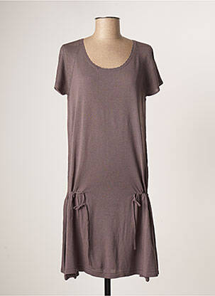 Rochie midi mâneci scurte mâneci scurte gri BOHEMIA femeie