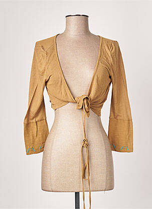Cardigan petrecut elasticitate bej ALL BEAUTIFUL femeie