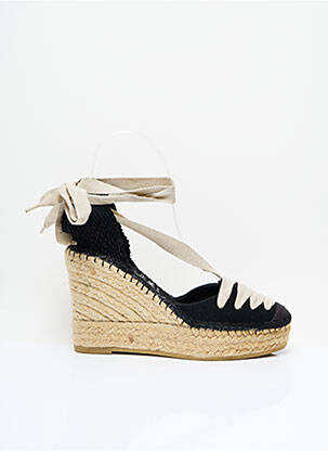 Espadrile țesătură pânză toc de 7 la 9 cm negru LA MAISON DE L'ESPADRILLE femeie