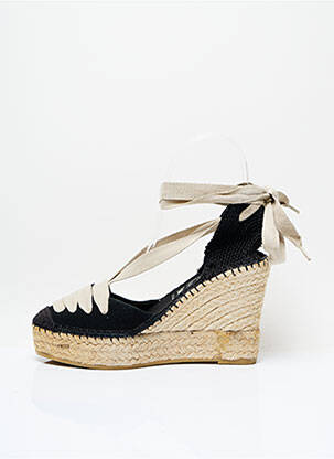 Espadrile țesătură pânză toc de 7 la 9 cm negru LA MAISON DE L'ESPADRILLE femeie