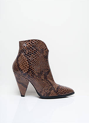 Botine/ghete țesătură satinată toc de 7 la 9 cm maro SISLEY femeie