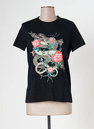 Tricou imprimeu fantezie mâneci scurte negru DESIGUAL femeie