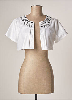 Bolero efect material satinat alb ZAPA femeie