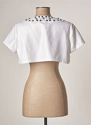 Bolero efect material satinat alb ZAPA femeie