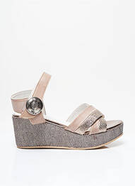 Sandale/pantofi decupați toc de 7 la 9 cm bej REGARD femme