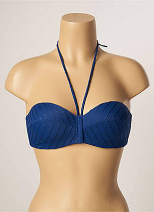 Sutien de costum de baie elasticitate sutien balconet cu decolteu înalt albastru LOU femeie
