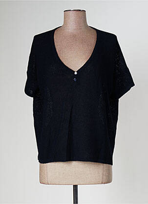 Pulover finisaj cu mansete elastice mâneci scurte albastru POLES femme