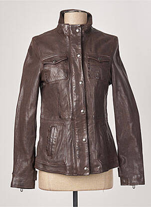 Geacă din piele maro ROSE GARDEN femeie