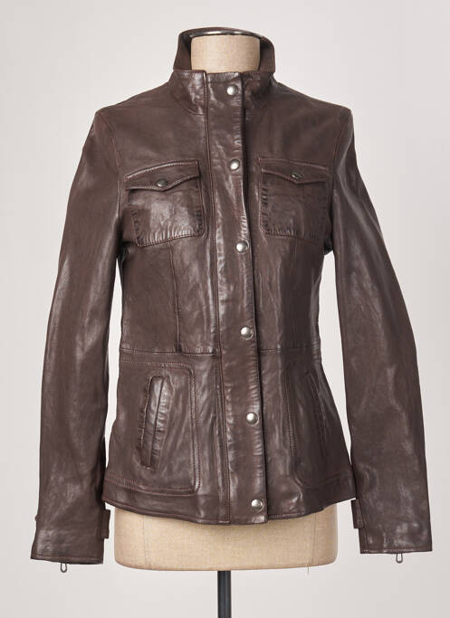 Geacă din piele maro ROSE GARDEN femeie