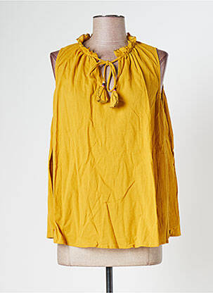 Top guler în v fără mâneci galben THE KORNER femme