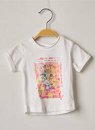 Tricou croială cambrată mâneci scurte alb 3 POMMES fată